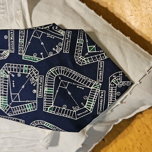 Josh Bach 100% Silk Blue Neck Tie Major League Old Ballparks Baseball Stadiums - Picture 2 of 5